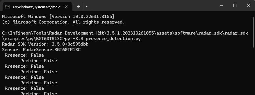 Radar Development Kit (RDK) - Presence Detection Application