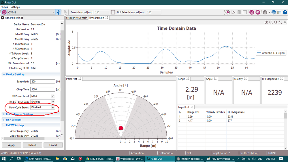 [Distance2Go Kit] Duty Cycle problem Infineon Developer Community
