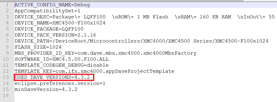 Identify DAVE™ IDE version from project archive file